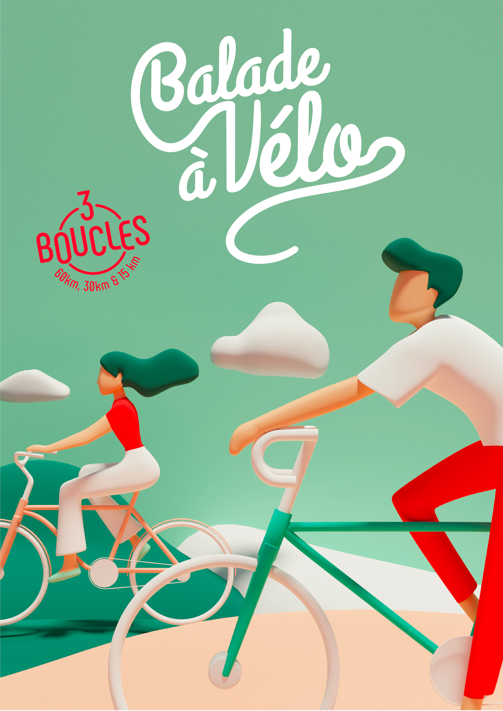 illustration balade à vélo 3d 