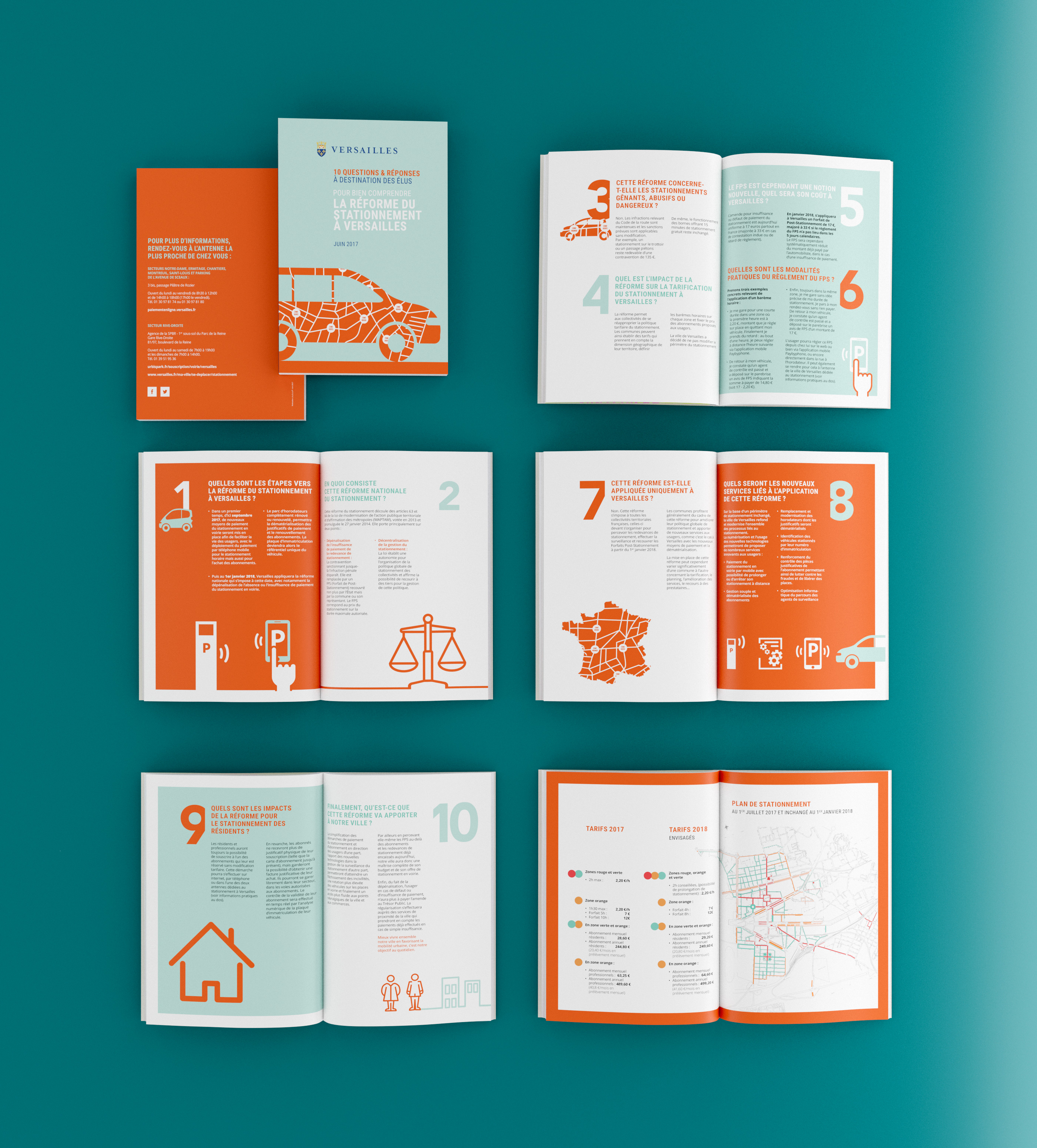 Création graphique du document d'information de la réforme du stationnement à versailles