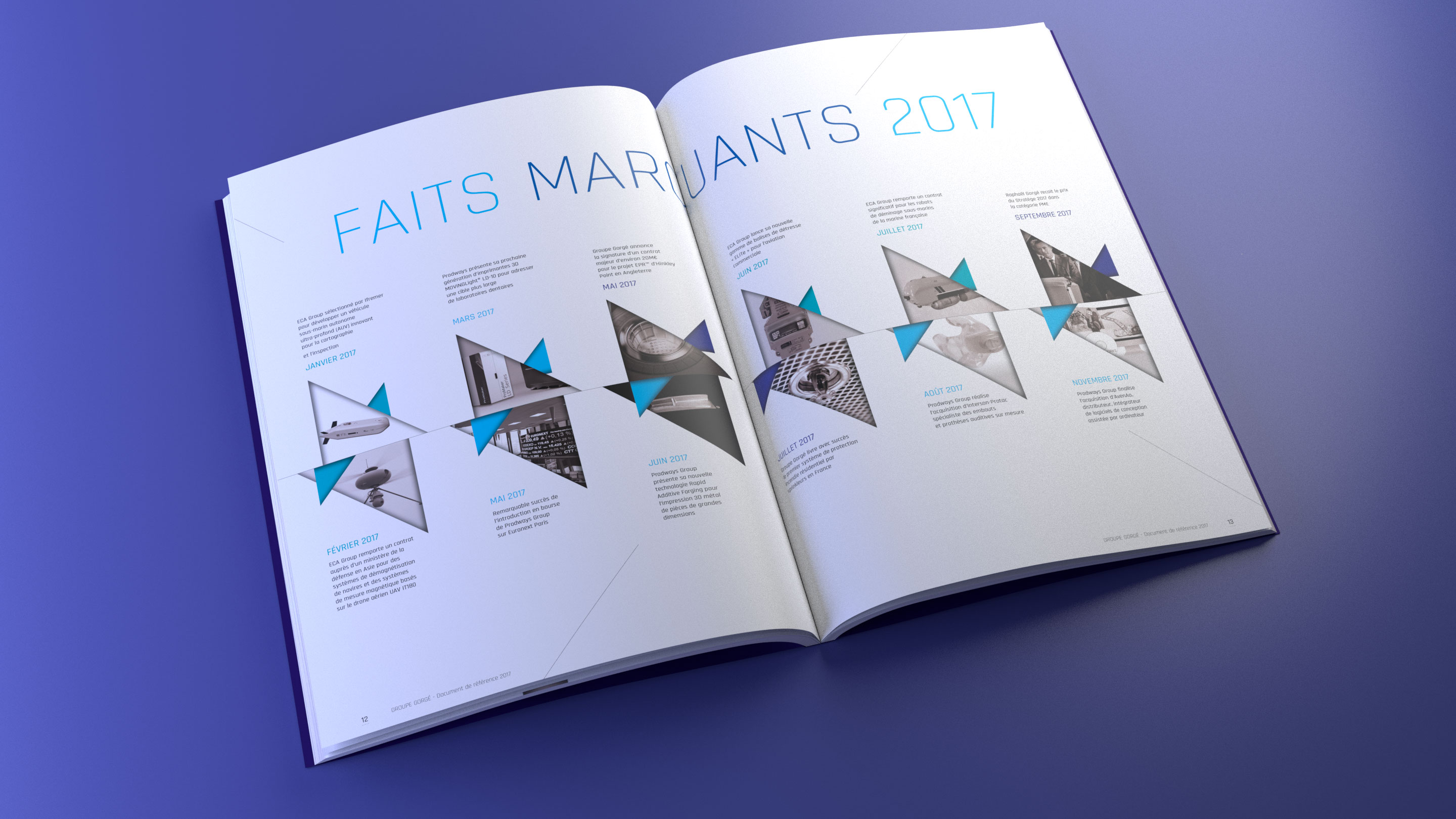 Conception graphique du document de référence Gorgé 2016 - 2017 - 2018